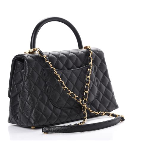 CHANEL Caviar Quilted Small Coco Handle Flap Black